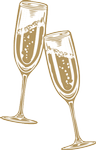 drawing of two sparkling wine glasses